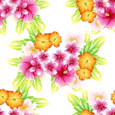 Sorunsuz vintage tarzı çiçek deseni. Renkli çiçek öğeleri