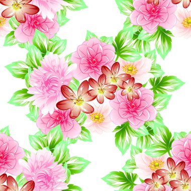 Sorunsuz vintage tarzı çiçek deseni. Renkli çiçek öğeleri