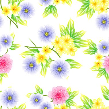 Sorunsuz vintage tarzı çiçek deseni. Renkli çiçek öğeleri
