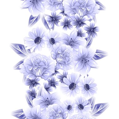 Sorunsuz vintage tarzı çiçek deseni. Kontur çiçek öğeleri