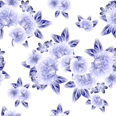 Sorunsuz vintage tarzı çiçek deseni. Kontur çiçek öğeleri