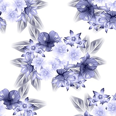 Sorunsuz vintage tarzı çiçek deseni. Kontur çiçek öğeleri