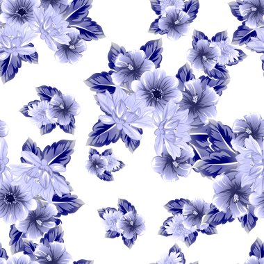 Sorunsuz vintage tarzı çiçek deseni. Kontur çiçek öğeleri