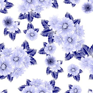 Sorunsuz vintage tarzı çiçek deseni. Kontur çiçek öğeleri