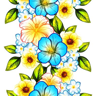 Sorunsuz vintage tarzı çiçek deseni. Renkli çiçek öğeleri