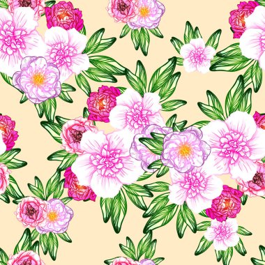 Sorunsuz vintage tarzı çiçek deseni. Renkli çiçek öğeleri