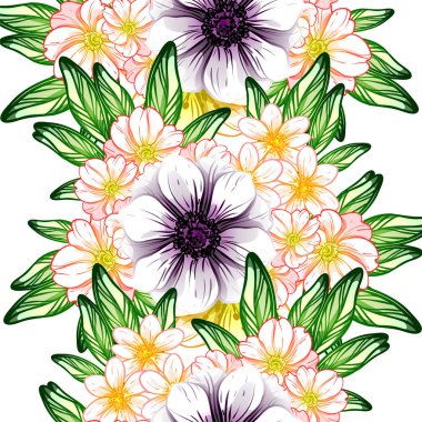 Sorunsuz vintage tarzı çiçek deseni. Renkli çiçek öğeleri