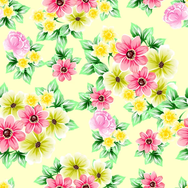 Naadloze Vintage Stijl Bloemenpatroon Floral Elementen Kleur — Stockvector