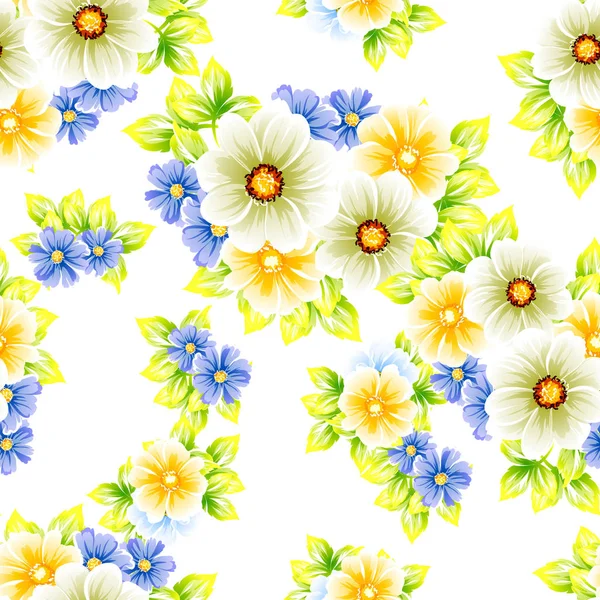 Sorunsuz vintage tarzı çiçek deseni. Renkli çiçek öğeleri