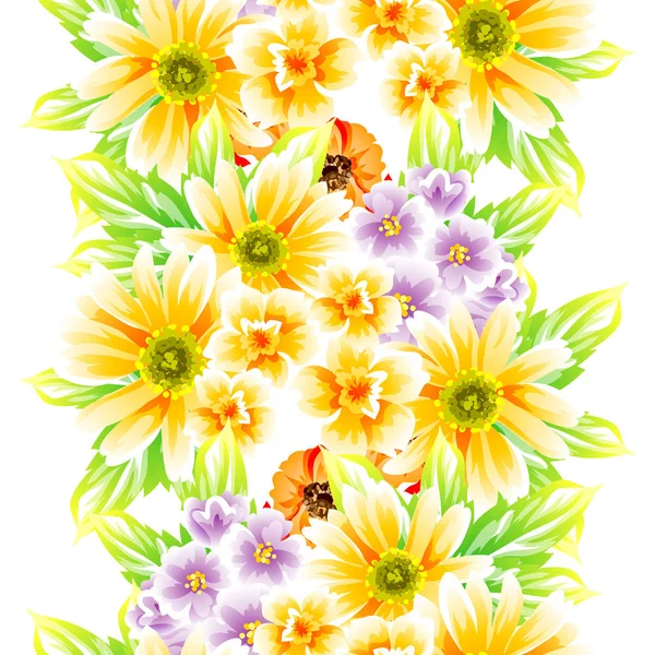 Sorunsuz vintage tarzı çiçek deseni. Renkli çiçek öğeleri