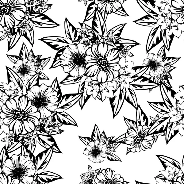 Sorunsuz vintage tarzı çiçek deseni. Kontur çiçek öğeleri