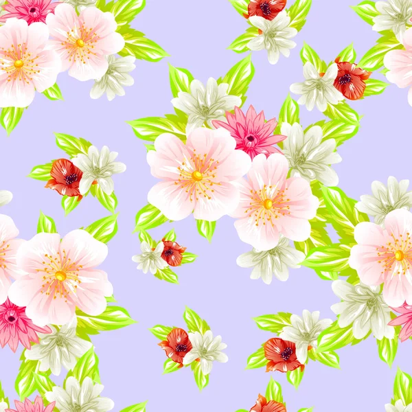 Sorunsuz vintage tarzı çiçek deseni. Renkli çiçek öğeleri