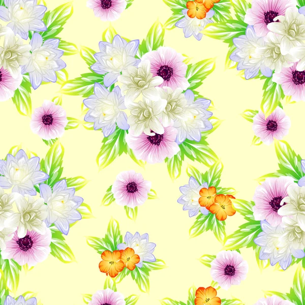Sorunsuz vintage tarzı çiçek deseni. Renkli çiçek öğeleri