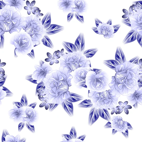 Sorunsuz vintage tarzı çiçek deseni. Kontur çiçek öğeleri