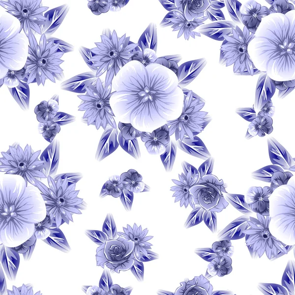 Sorunsuz vintage tarzı çiçek deseni. Kontur çiçek öğeleri