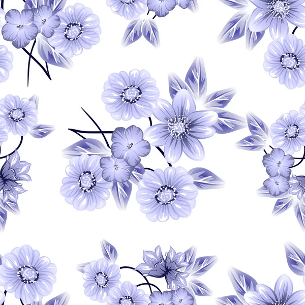 Sorunsuz vintage tarzı çiçek deseni. Kontur çiçek öğeleri