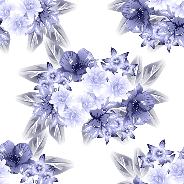 Sorunsuz vintage tarzı çiçek deseni. Kontur çiçek öğeleri