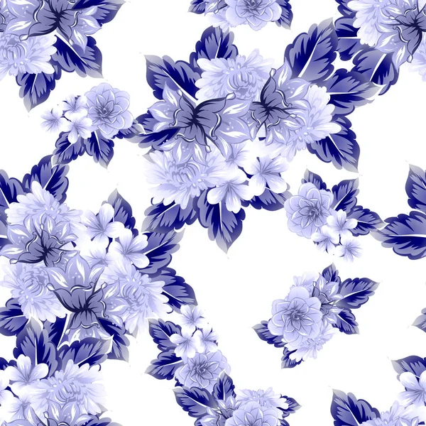 Sorunsuz vintage tarzı çiçek deseni. Kontur çiçek öğeleri