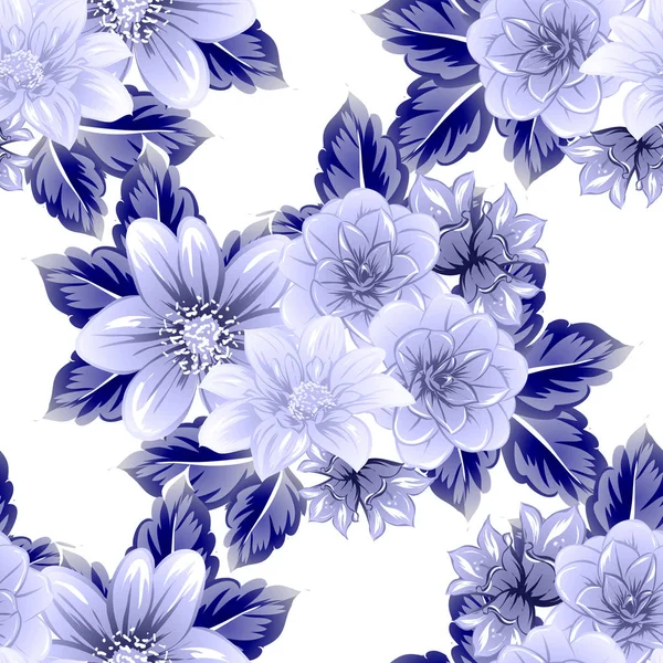 Sorunsuz vintage tarzı çiçek deseni. Kontur çiçek öğeleri