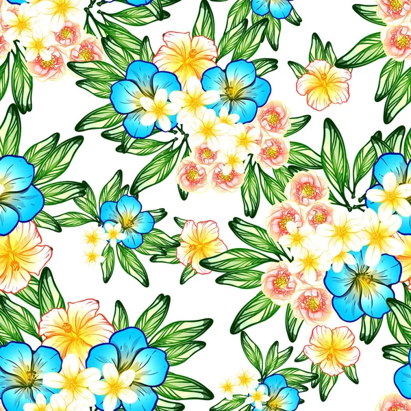Sorunsuz vintage tarzı çiçek deseni. Renkli çiçek öğeleri