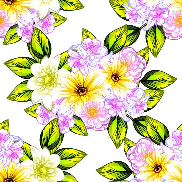 Sorunsuz vintage tarzı çiçek deseni. Renkli çiçek öğeleri