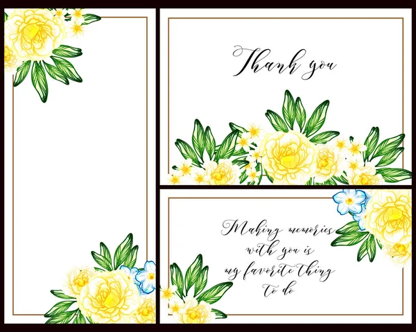 Klasik çiçek düğün kartları seti. Çiçek renginde elementler