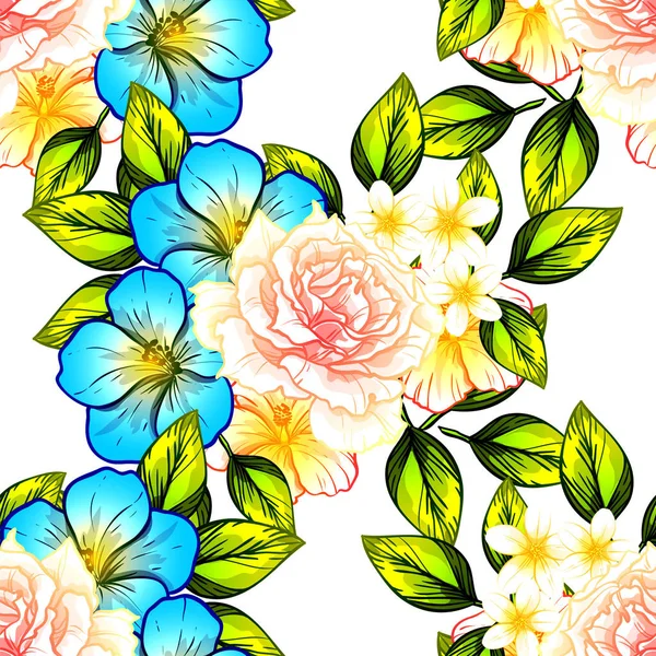 Sorunsuz vintage tarzı çiçek deseni. Renkli çiçek öğeleri