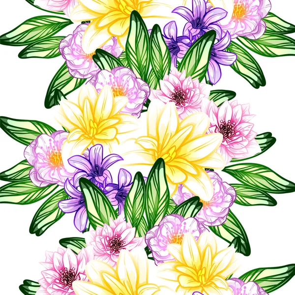 Sorunsuz vintage tarzı çiçek deseni. Renkli çiçek öğeleri