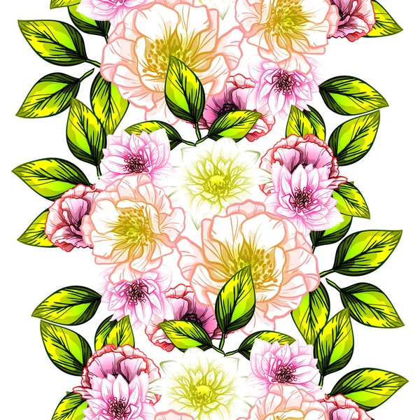 Sorunsuz vintage tarzı çiçek deseni. Renkli çiçek öğeleri