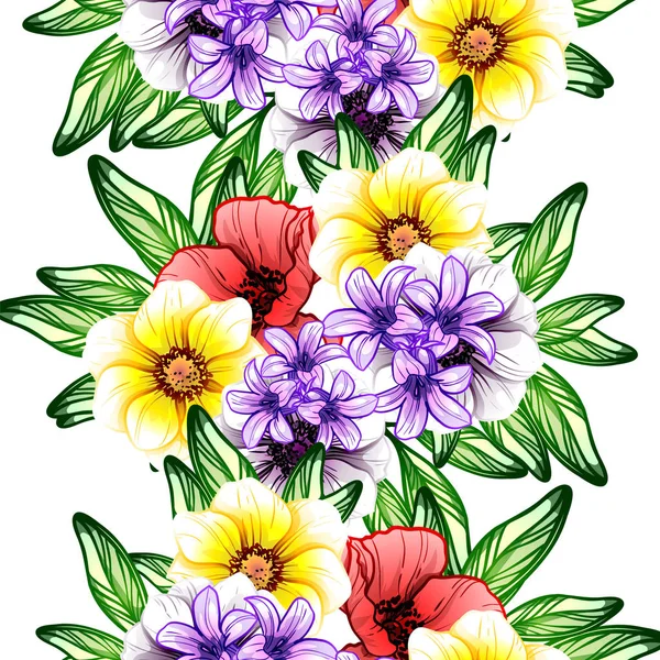 Sorunsuz vintage tarzı çiçek deseni. Renkli çiçek öğeleri