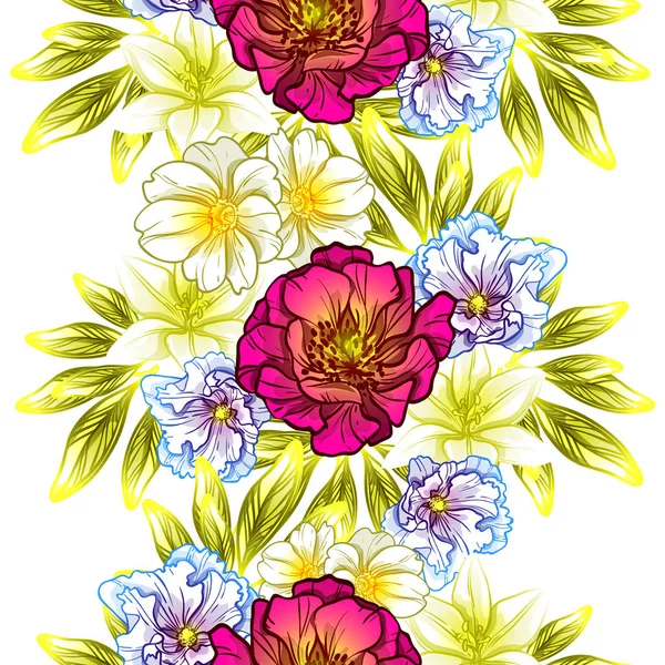 Sorunsuz vintage tarzı çiçek deseni. Renkli çiçek öğeleri
