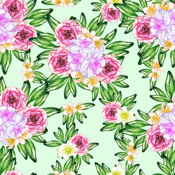Sorunsuz vintage tarzı çiçek deseni. Renkli çiçek öğeleri