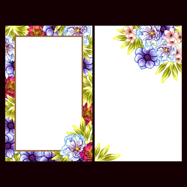 Conjunto Tarjetas Boda Flores Estilo Vintage Elementos Florales Color — Vector de stock