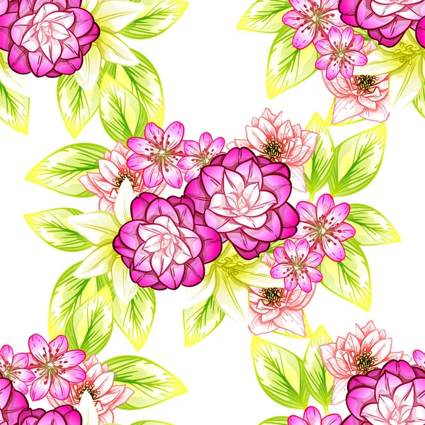 Sorunsuz vintage tarzı çiçek deseni. Renkli çiçek öğeleri