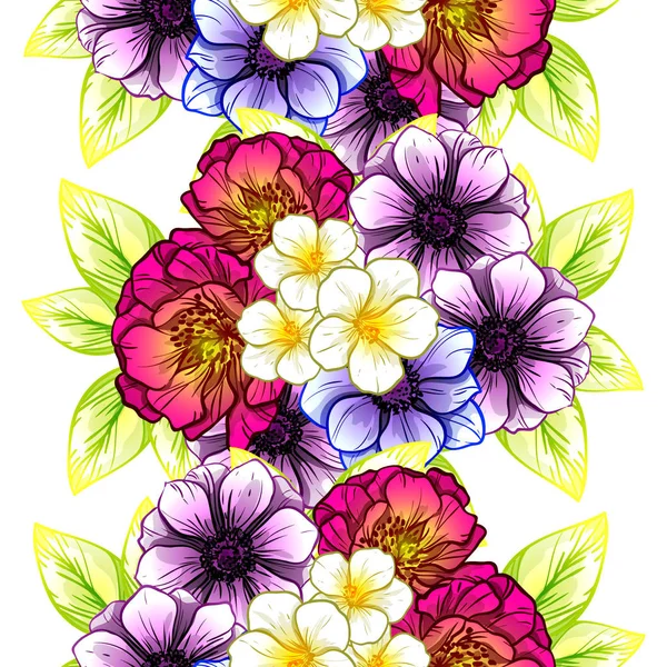 Sorunsuz vintage tarzı çiçek deseni. Renkli çiçek öğeleri