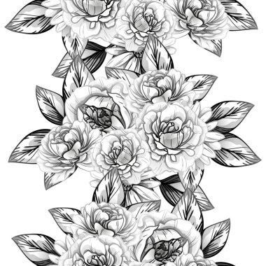 Sorunsuz vintage tarzı çiçek deseni. Kontur çiçek öğeleri