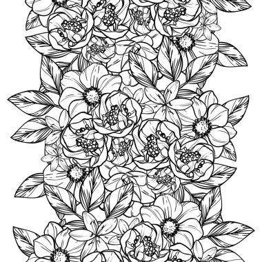 Sorunsuz vintage tarzı çiçek deseni. Kontur çiçek öğeleri