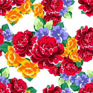 Sorunsuz vintage tarzı çiçek deseni. Renkli çiçek öğeleri