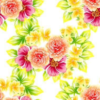 Sorunsuz vintage tarzı çiçek deseni. Renkli çiçek öğeleri