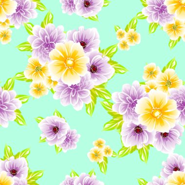 Sorunsuz vintage tarzı çiçek deseni. Renkli çiçek öğeleri