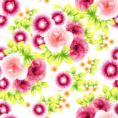 Sorunsuz vintage tarzı çiçek deseni. Renkli çiçek öğeleri