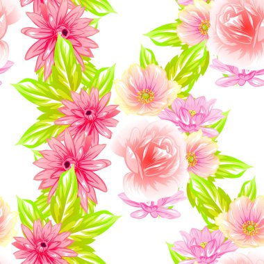 Sorunsuz vintage tarzı çiçek deseni. Renkli çiçek öğeleri