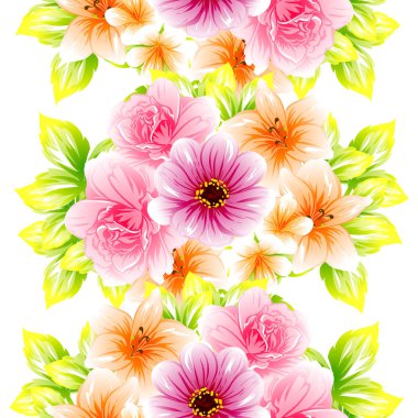 Sorunsuz vintage tarzı çiçek deseni. Renkli çiçek öğeleri