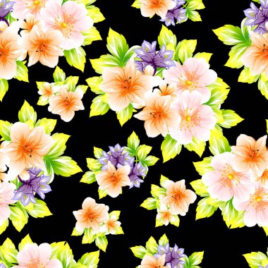 Sorunsuz vintage tarzı çiçek deseni. Renkli çiçek öğeleri