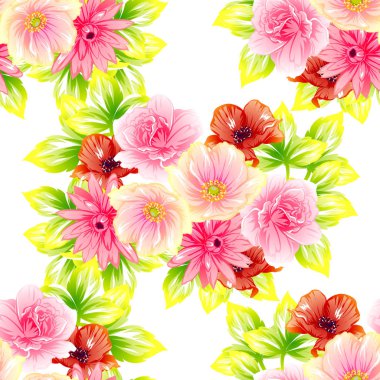 Sorunsuz vintage tarzı çiçek deseni. Renkli çiçek öğeleri