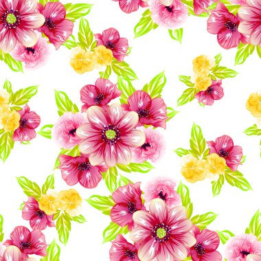 Sorunsuz vintage tarzı çiçek deseni. Renkli çiçek öğeleri