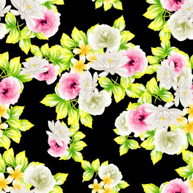 Sorunsuz vintage tarzı çiçek deseni. Renkli çiçek öğeleri