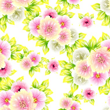 Sorunsuz vintage tarzı çiçek deseni. Renkli çiçek öğeleri