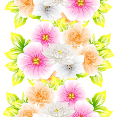 Sorunsuz vintage tarzı çiçek deseni. Renkli çiçek öğeleri