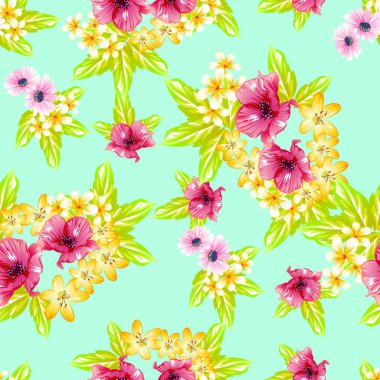 Sorunsuz vintage tarzı çiçek deseni. Renkli çiçek öğeleri